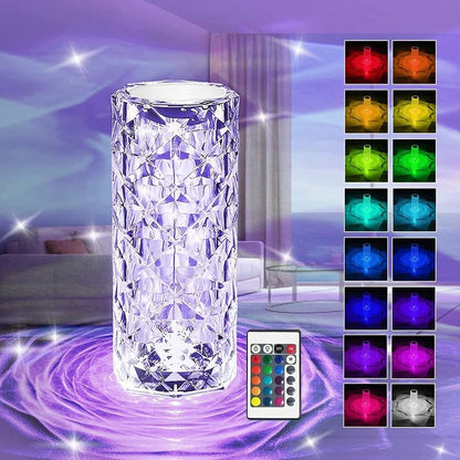 USA LED Crystal Table Lamp Diamond Rose Night Light Touch Atmosphere Bedside Bar